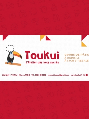 Benjamin PIEGAY, graphiste dans les Monts du Lyonnais | Bâche pour TOUKUI, cours de cuisine à Lyon