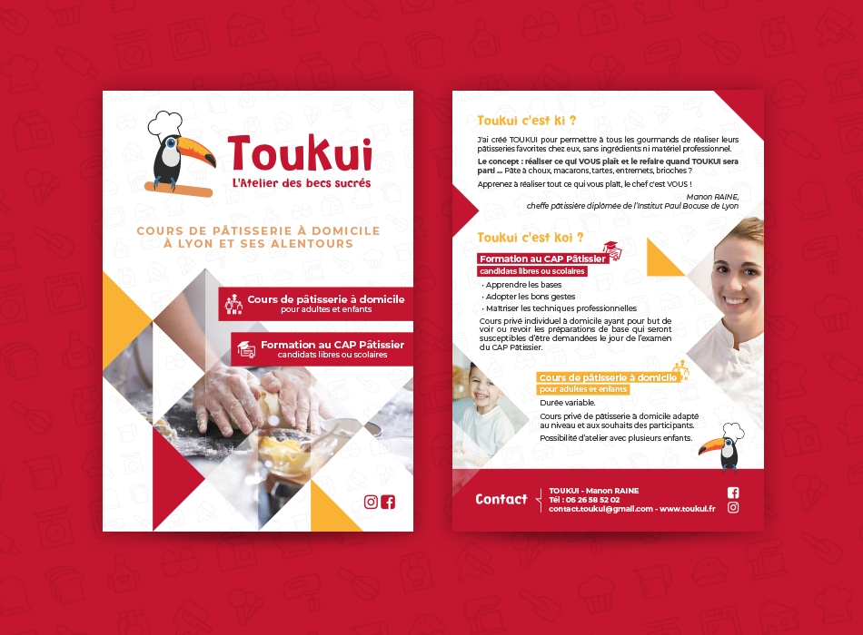 Flyer pour TOUKUI, cours de cuisine à Lyon
