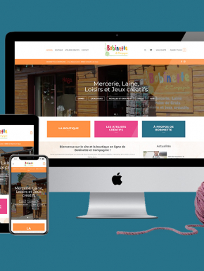 Site internet de Bobinette et Compagnie, mercerie, laine et loisirs créatifs à Saint Martin en Haut