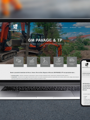 Benjamin PIEGAY, graphiste dans les Monts du Lyonnais | Création du site internet pour GM PAVAGE & TP, spécialiste en terrassement, maçonnerie, piscine et paysage près de Brignais, Mornant, Givors, Rive-de-Gier et Vienne.