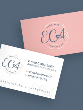 Benjamin PIEGAY, graphiste dans les Monts du Lyonnais | Création de logo, de carte de visite et de couverture LinkedIn pour ECA Assistante Administrative - Emilie COUTURIER