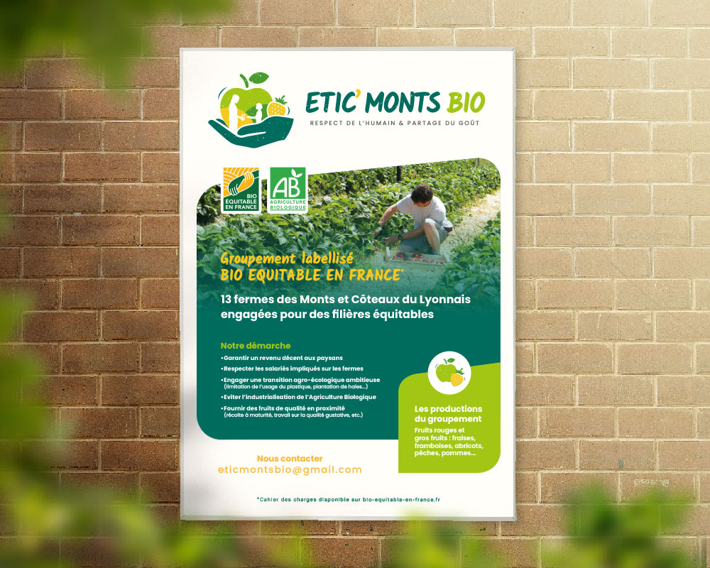 Création d'affiche pour Etic' Monts Bio, groupement de producteurs.rices situés dans les Monts du Lyonnais