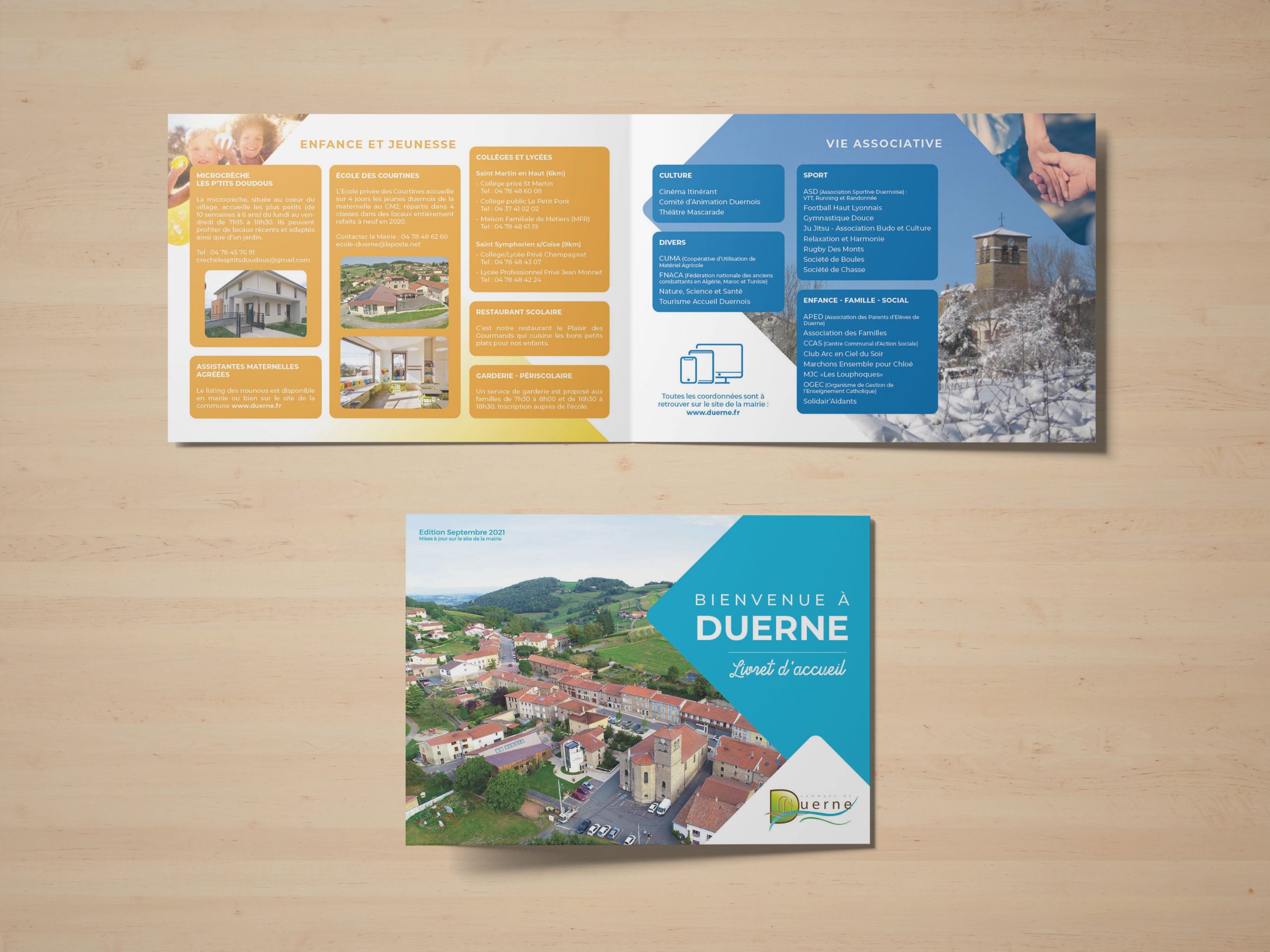 Création du site internet, du livret d'accueil et du bulletin municipal pour la commune de Duerne dans les Monts du Lyonnais.