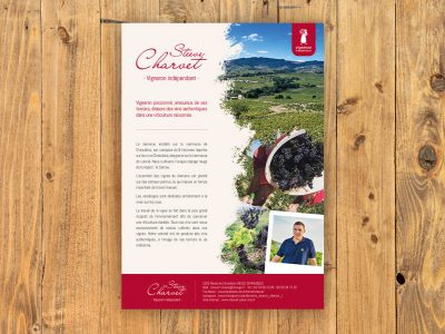 Plaquette pour Steeve Charvet, vigneron indépendant à Chiroubles près de Lyon